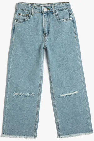 Koton Girls Boyfriend Fit Slash Knee Mid-Rise Cotton Jeans