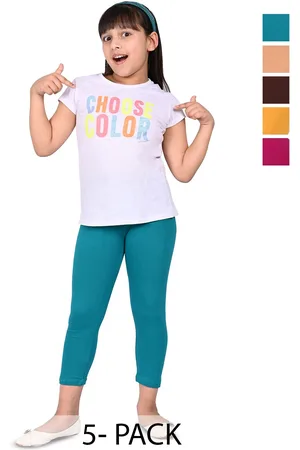 BAESD Girls Pack Of 5 Slim Fit High-Rise Ankle Length Leggings