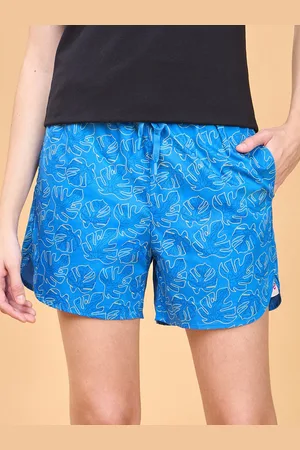 ENAMORA E7A1 Hangout Women Tropical Printed Cotton Lounge Shorts