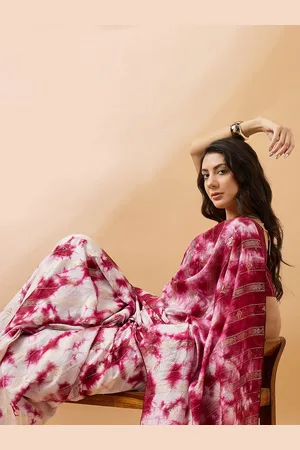 Sangria Striped Woven Design Tie & Dye Banarasi Saree