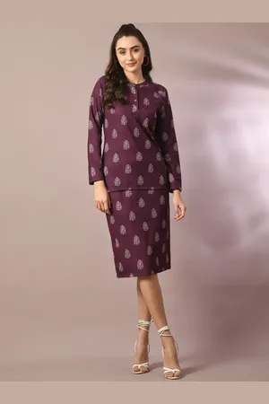 HERE&NOW Printed Round Neck Top With Skirts