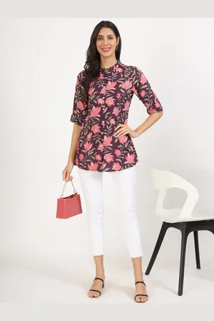 Kalini Floral Printed Mandarin Collar Tunic