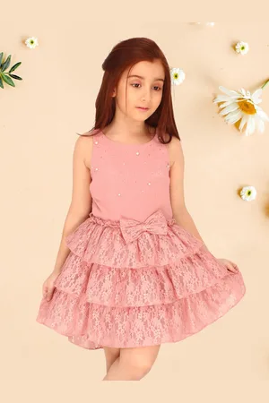 CUTECUMBER Girls Round Neck Sleeveless Net Fit & Flare Dress