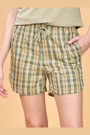 ENAMORA Women Checked Cotton Lounge Shorts