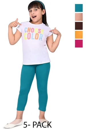 BAESD Girls Pack Of 5 Slim Fit High Rise Cropped Leggings