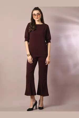HERE&NOW Women Comfort Flared Wrinkle Free Trousers