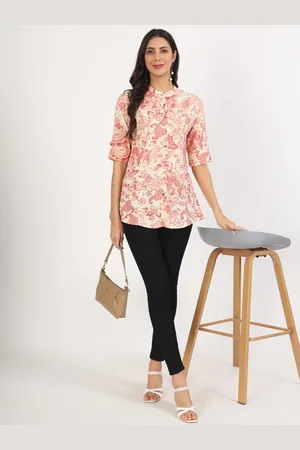 Kalini Floral Print Band Collar Top