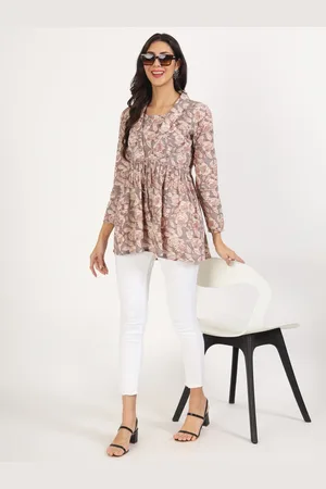 Kalini Floral Printed V-Neck Cotton Tunic