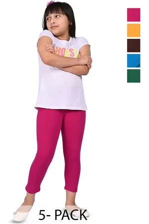 BAESD Girls Pack Of 5 High Rise Slim Fit Capris