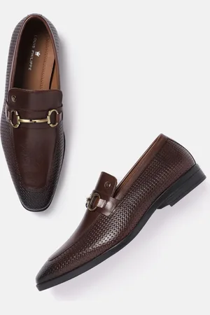 Louis Philippe Men Leather Textured Formal Horsebit Loafers