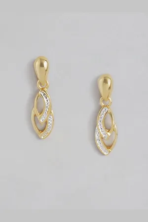ESTELE Silver-Toned Leaf Shaped Drop Earrings