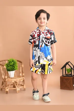 Superminis Boys Printed Shirt with Shorts