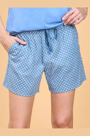 ENAMORA Women Printed Mid Rise Relaxed Fit Cotton Lounge Shorts