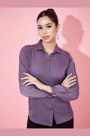 Fbella Premium Tailored Fit Spread Collar Long Sleeves Silk Casual Shirt