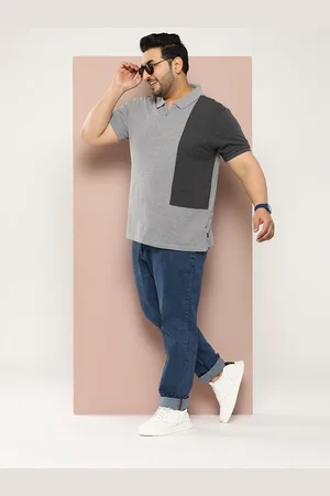 Sztori Men Plus Size Colourblocked Polo Collar Relaxed Fit T-shirt