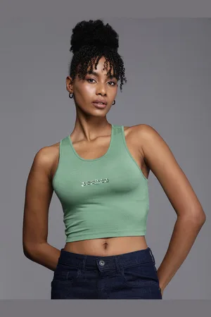 Boohoo Brand Logo Print Tank Crop Top