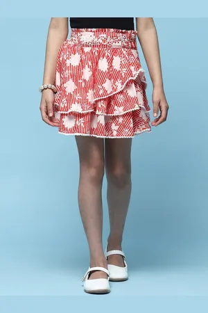 Biba Girls Floral Printed Layered Flared Mini Skirt