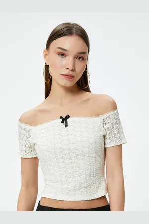 Koton Off-Shoulder Bardot Crop Top
