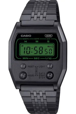 Casio Vintage A1100B-1DF Black Digital Dial Black Stainless Steel Band D325