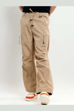 FREAKINS Men Straight Fit High-Rise High Rise Clean Look Cotton Cargo Jeans
