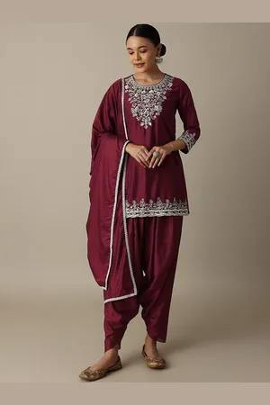 KALKI Fashion Floral Embroidered Regular Thread Work Kurta with Salwar & With Dupatta