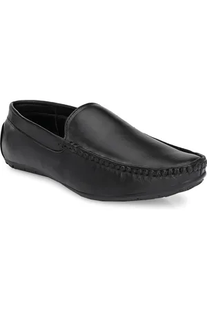 John Karsun Men Black Perforations Leather Slip-On Loafers