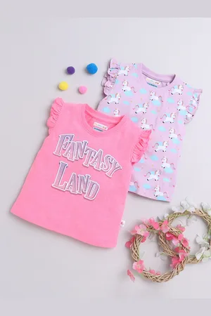 BUMZEE Girls Pack Of 2 Printed Cotton T-shirt
