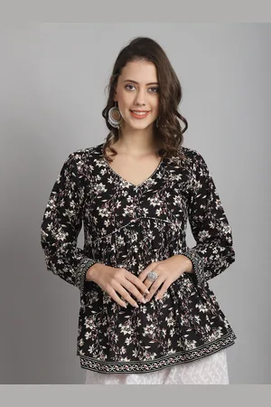 Rajnandini Floral Printed Pure Cotton A-Line Top