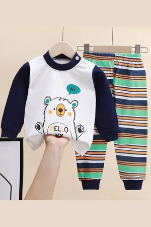 Bold N Elegant Kids Printed Round Neck T-shirt With Pyjamas