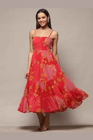 Biba Floral Printed Shoulder Straps Opaque Maxi Midi Dress