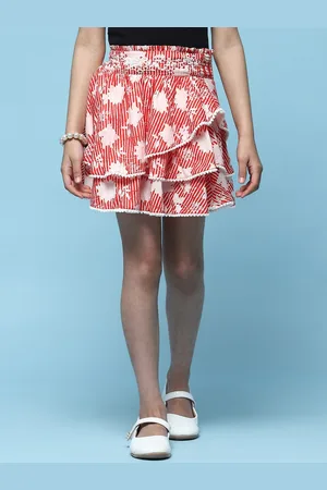 Biba Girls Floral Printed Layered Flared Mini Skirt