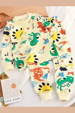 Bold N Elegant Kids Printed Round Neck T-shirt With Pyjamas