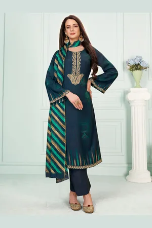 Stylee Lifestyle Floral Embroidered Pure Silk Unstitched Dress Material