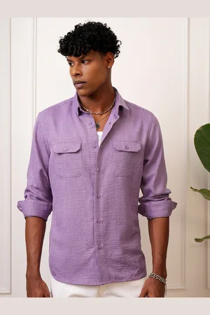 LocoMotive Men Premium Linen Solid Utility Pocket Shirt