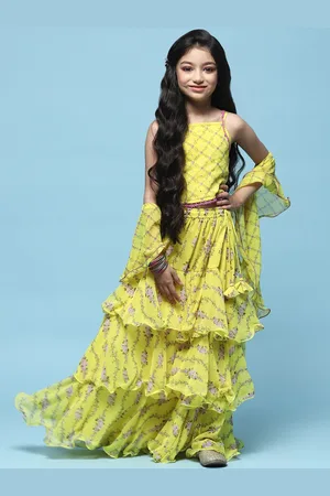 Biba Girls Printed Ready to Wear Lehenga & Blouse With Dupatta