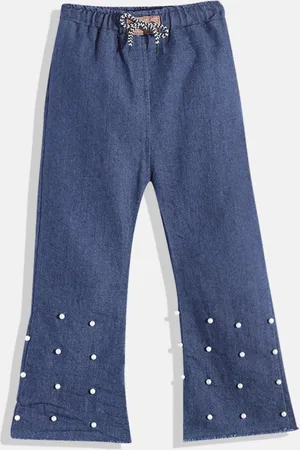 MANZON Girls Bootcut Cotton Embellished Jeans