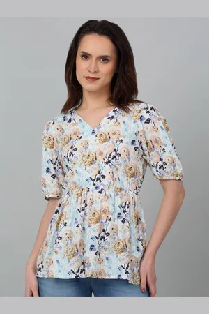 CANTABIL Floral Printed V-Neck Top