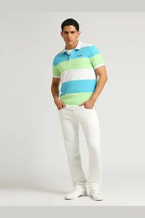 Pepe Jeans Men Striped Polo Collar Pure Cotton T-shirt