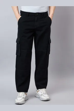 Style Quotient Men Relaxed Fit Mid Rise Clean Look Cotton Cargo Jeans