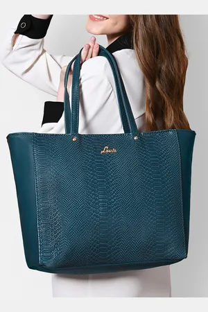 LAVIE Croc Nov Women Teal Blue Tote Bag