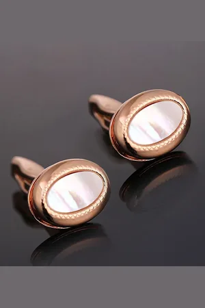 Peora Men 316L Stainless Steel Rose Gold-Plated Classic Cufflink