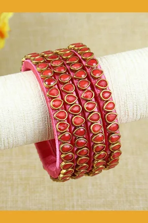 asthetika Asthetika Girls Set Of 2 Kundan-Studded Bangles