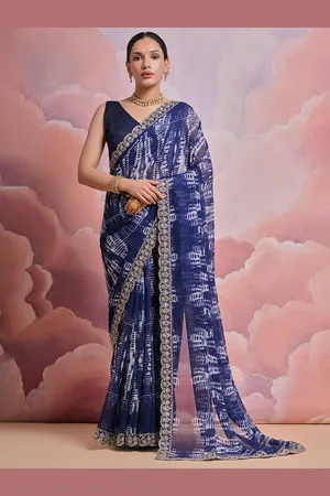 Kalista Tie and Dye Embroidered Pure Georgette Saree