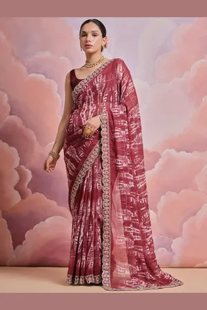 Kalista Tie and Dye Embroidered Pure Georgette Saree
