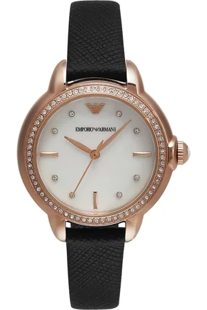 Emporio Armani Women Embellished Dial Leather Straps Analogue Watch AR11598