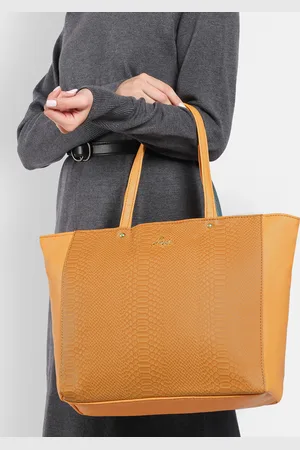 LAVIE Croc Nov Women Yellow Tote Bag