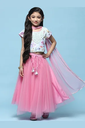 Biba Girls Printed Ready to Wear Lehenga & Blouse With Dupatta
