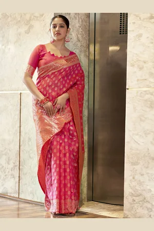 Kalini Ethnic Motifs Woven Design Zari Art Silk Banarasi Saree