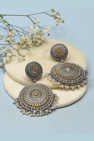 Biba Silver-Plated Contemporary Chandbalis