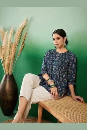 Sangria Floral Printed Cotton A Line Top
